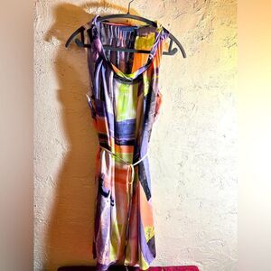 Simply Vera party dress, vibrant colors w/abstract design, embellishments,flirty